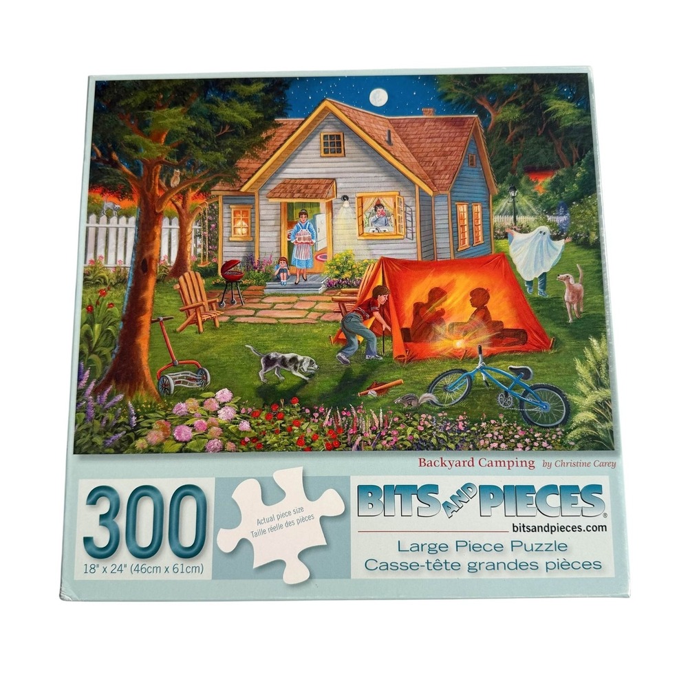 Bits And Pieces Backyard Camping 300 Pcs Large Format Puzzle Complete